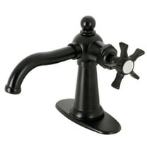 Kingston Brass KSD3540NX Hamilton One-Handle Single-Hole Bathroom Faucet with Deck Plate and Push Pop-Up Drain, Matte Black