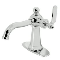 Kingston Brass KSD3541KL Knight One-Handle Single-Hole Bathroom Faucet with Deck Plate and Push Pop-Up Drain, Polished Chrome