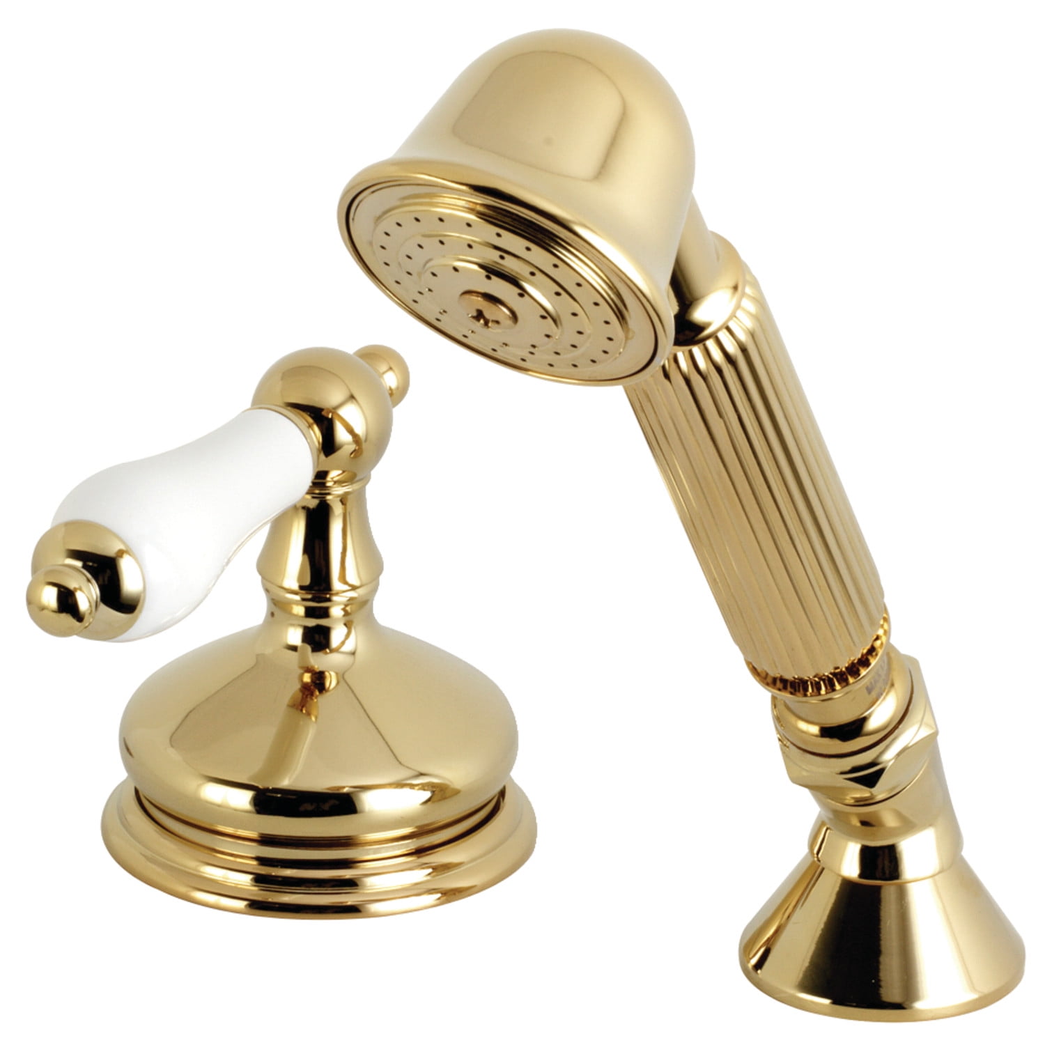 Kingston Brass KSK3332PLTR Deck Mount Hand Shower with Diverter for Roman Tub Faucet, Polished Brass