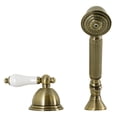 thumbnail image 1 of Kingston Brass KSK3353PLTR Deck Mount Hand Shower with Diverter for Roman Tub Faucet, Antique Brass, 1 of 5
