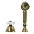 thumbnail image 1 of Kingston Brass KSK3353PXTR Deck Mount Hand Shower with Diverter for Roman Tub Faucet, Antique Brass, 1 of 5