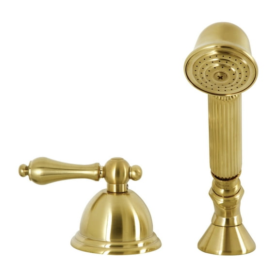 Kingston Brass KSK3357ALTR Deck Mount Hand Shower with Diverter for Roman Tub Faucet, Brushed Brass