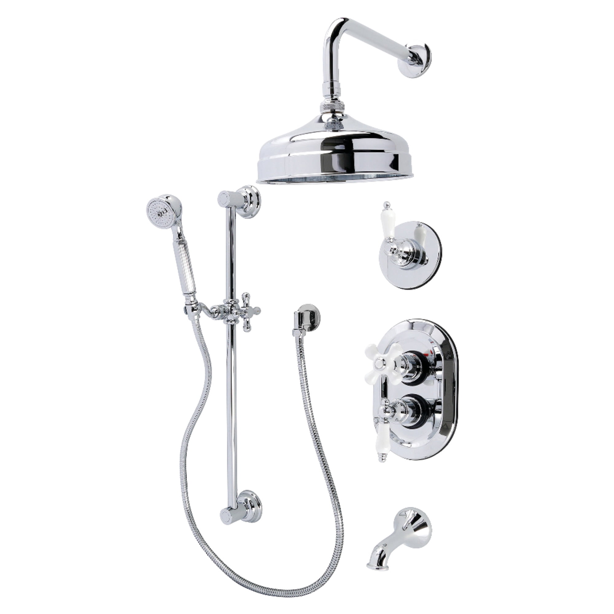 Kingston KSK36310PL Restoration Thermostatic Tub and Shower System in Polished Chrome
