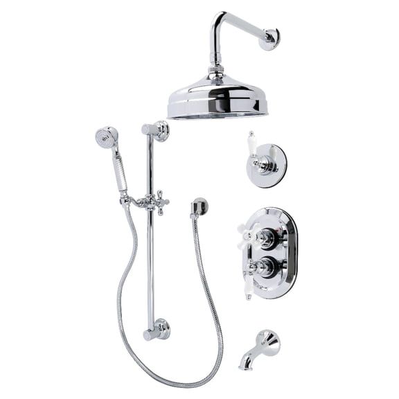 Kingston KSK36310PL Restoration Thermostatic Tub and Shower System in Polished Chrome