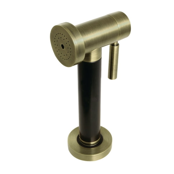 Kingston Brass KSSPR3K Brass Kitchen Faucet Side Sprayer with Black Grip in Antique Brass