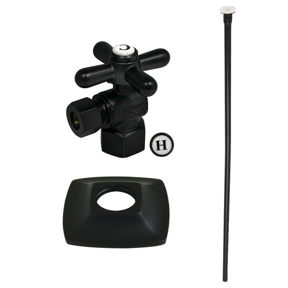 Kingston Brass KTK110P0 Traditional Plumbing Toilet Trim Kit with Flange in Matte Black