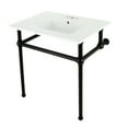 thumbnail image 1 of Kingston Brass KVBH31227W4B0 Templeton 31" Ceramic Console Sink with Brass Legs (8-Inch, 3-Hole), White/Matte Black, 1 of 6
