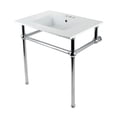 thumbnail image 1 of Kingston Brass KVBH31227W4B1 Templeton 31" Ceramic Console Sink with Brass Legs (8-Inch, 3-Hole), White/Polished Chrome, 1 of 8