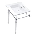 thumbnail image 1 of Kingston Brass KVPB25227W4CP Edwardian 25" Ceramic Console Sink with Brass Legs (4-Inch, 3-Hole), White/Polished Chrome, 1 of 8