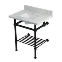 Kingston Brass Kvpb30mbsqb-T-Set Templeton 30" Rectangular Brass, Marble Console Bathroom