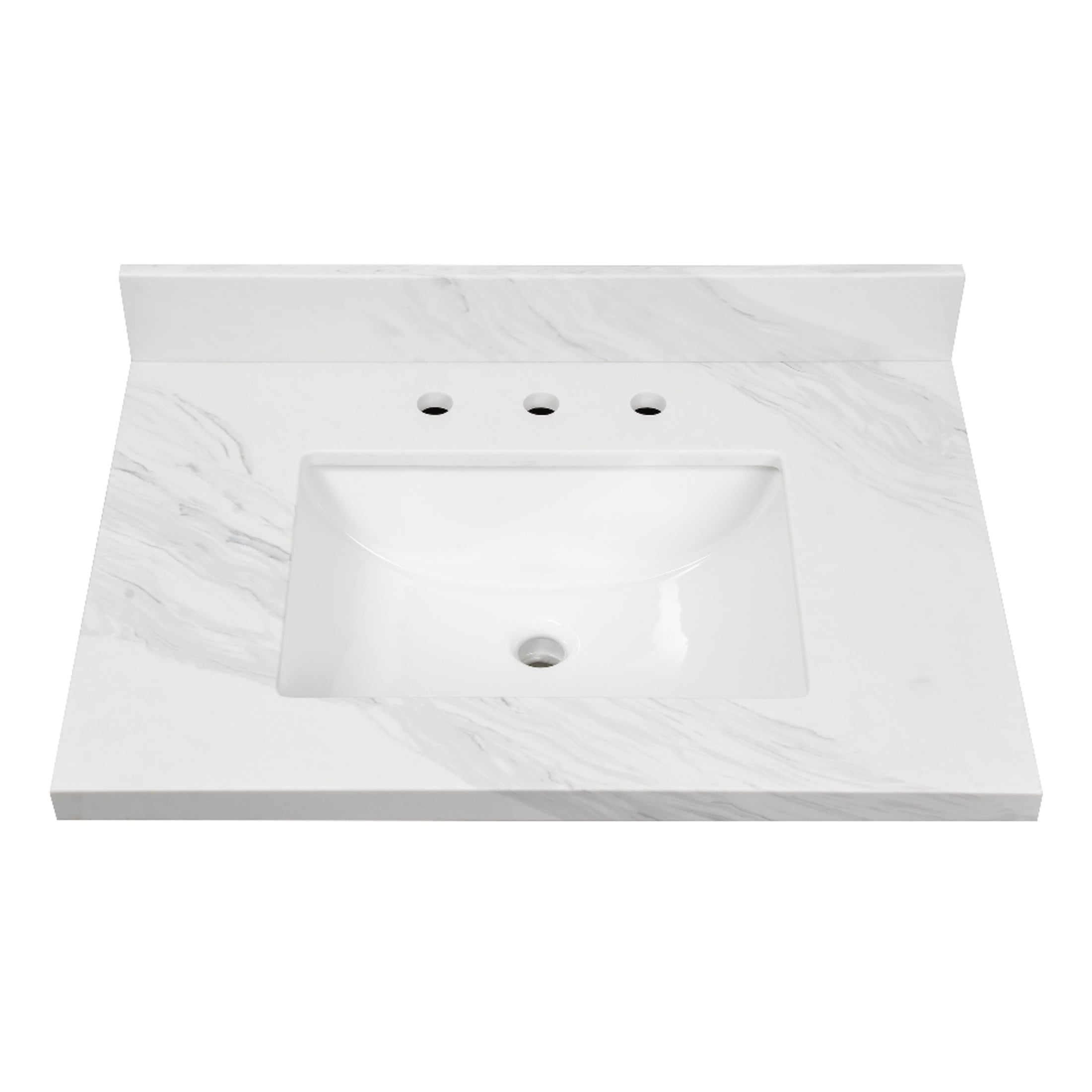Kingston Brass KVPB3122W38CL Mayorca 31-Inch Quartz Vanity Top (8" Faucet Drillings) in Quartz White