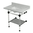 thumbnail image 1 of Kingston Brass KVPB36MASQB0 Templeton 36" Carrara Marble Console Sink with Acrylic Legs and Shelf (8-Inch, 3-Hole), Carrara Marble White/Matte Black, 1 of 4