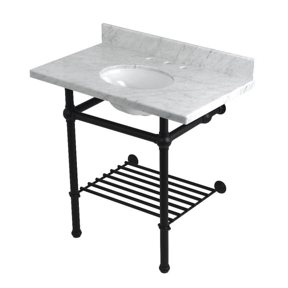 Kingston Brass Kvpb36mbb-T-Set Templeton 36" Rectangular Brass, Marble Console Bathroom