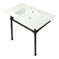 thumbnail image 1 of Kingston Brass KVPB37227W80 Dreyfuss 37" Ceramic Console Sink with Stainless Steel Legs (8-Inch, 3-Hole), White/Matte Black, 1 of 8