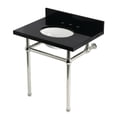 thumbnail image 1 of Kingston Brass KVPK3030KB6 Templeton 30" Black Granite Console Sink with Brass Legs (8-Inch, 3-Hole), Black Granite/Polished Nickel, 1 of 4