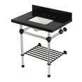 thumbnail image 1 of Kingston Brass KVPK30KASQB5 Templeton 30" Black Granite Console Sink with Acrylic Legs and Shelf (8-Inch, 3-Hole), Black Granite/Oil Rubbed Bronze, 1 of 4