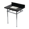 thumbnail image 1 of Kingston Brass KVPK30KBSQ1 Templeton 30-Inch Black Granite Console Sink with Brass Legs (8-Inch, 3-Hole) in Black Granite/Polished Chrome, 1 of 6