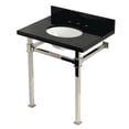 thumbnail image 1 of Kingston Brass KVPK30KOQ6 Monarch 30" Black Granite Console Sink with Stainless Steel Legs (8-Inch, 3-Hole), Black Granite/Polished Nickel, 1 of 4