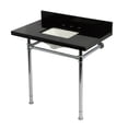 thumbnail image 1 of Kingston Brass KVPK36227K381 Imperial 36" Black Granite Console Sink with Stainless Steel Legs (8-Inch, 3-Hole), Black Granite/Polished Chrome, 1 of 4