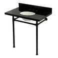 thumbnail image 1 of Kingston Brass KVPK36228K80 Imperial 36" Black Granite Console Sink with Stainless Steel Legs (8-Inch, 3-Hole), Black Granite/Matte Black, 1 of 4