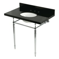 Kingston Brass KVPK3622K81 Edwardian 36" Black Granite Console Sink with Brass Legs (8-Inch, 3-Hole), Black Granite/Polished Chrome