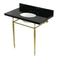 thumbnail image 1 of Kingston Brass KVPK3622K87 Edwardian 36" Black Granite Console Sink with Brass Legs (8-Inch, 3-Hole), Black Granite/Brushed Brass, 1 of 4