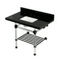 thumbnail image 1 of Kingston Brass KVPK3630KASQB5 Templeton 36" Black Granite Console Sink with Acrylic Legs and Shelf (8-Inch, 3-Hole), Black Granite/Oil Rubbed Bronze, 1 of 4