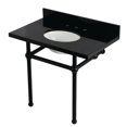 thumbnail image 1 of Kingston Brass KVPK3630KB0 Templeton 36" Black Granite Console Sink with Brass Legs (8-Inch, 3-Hole), Black Granite/Matte Black, 1 of 4