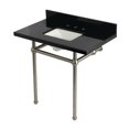 thumbnail image 1 of Kingston Brass KVPK36KBSQ8 Templeton 36" Black Granite Console Sink with Brass Legs (8-Inch, 3-Hole), Black Granite/Brushed Nickel, 1 of 4