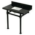 thumbnail image 1 of Kingston Brass KVPK36KSQ0 Monarch 36" Black Granite Console Sink with Stainless Steel Legs (8-Inch, 3-Hole), Black Granite/Matte Black, 1 of 4