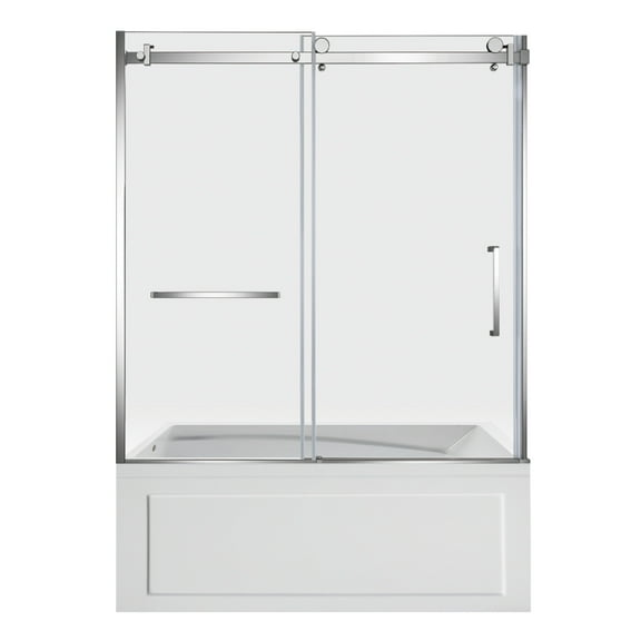 Kingston Brass KVTAM6032L22B1 60-Inch Acrylic Rectangular 3-Wall Anti-Skid Alcove Tub Combo with Tub Door (Left Hand Drain) in White/Polished Chrome