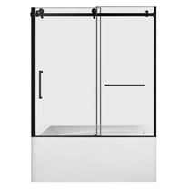 Kingston Brass KVTAM6032R22D0 60-Inch Acrylic Rectangular 3-Wall Anti-Skid Alcove Tub Combo with Tub Door (Right Hand Drain) in White/Matte Black