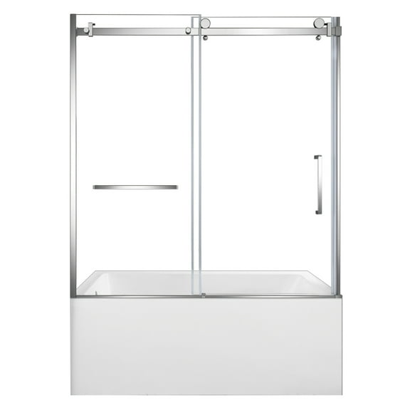 Kingston Brass KVTAP6031L22T1 60-Inch Acrylic Rectangular 3-Wall Anti-Skid Alcove Tub Combo with Tub Door (Left Hand Drain) in White/Polished Chrome