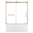 thumbnail image 1 of Kingston Brass KVTAP603216L7 60-Inch Acrylic Rectangular 3-Wall Anti-Skid Alcove Tub Combo with Tub Door (Left Hand Drain) in White/Brushed Brass, 1 of 9