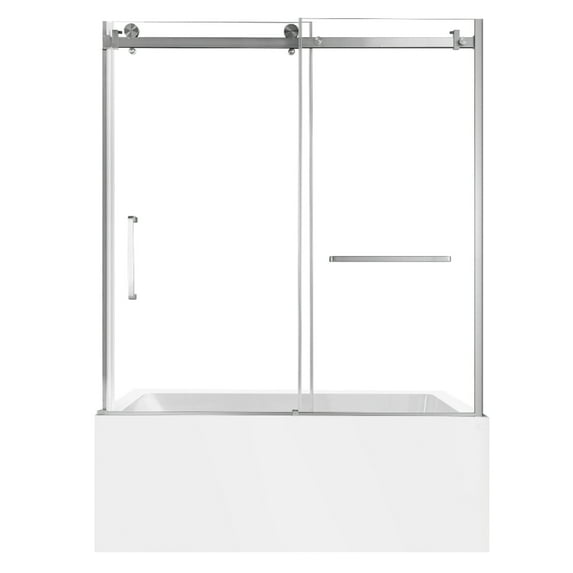 Kingston Brass KVTAP603222R8 60-Inch Acrylic Rectangular 3-Wall Alcove Tub Combo with Tub Door (Right Hand Drain) in White/Brushed Nickel