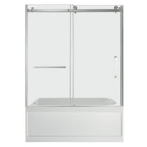 Kingston Brass KVTAP6032L21A8 60-Inch Acrylic Rectangular 3-Wall Anti-Skid Alcove Tub Combo with Tub Door (Left Hand Drain) in White/Brushed Nickel