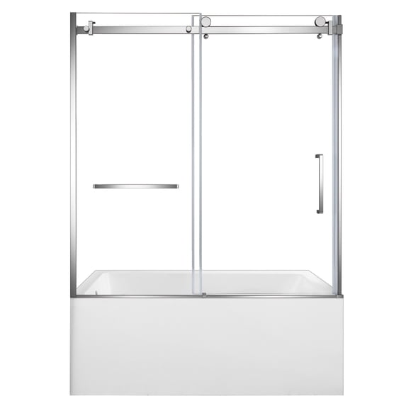 Kingston Brass KVTAP6032L221 60-Inch Acrylic Rectangular 3-Wall Alcove Tub Combo with Tub Door (Left Hand Drain) in White/Polished Chrome
