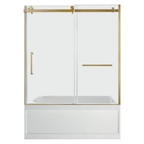 Kingston Brass KVTAP6032R21A7 60-Inch Acrylic Rectangular 3-Wall Anti-Skid Alcove Tub Combo with Tub Door (Right Hand Drain) in White/Brushed Brass