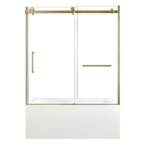 Kingston Brass KVTAP6032R227 60-Inch Acrylic Rectangular 3-Wall Alcove Tub Combo with Tub Door (Right Hand Drain) in White/Brushed Brass