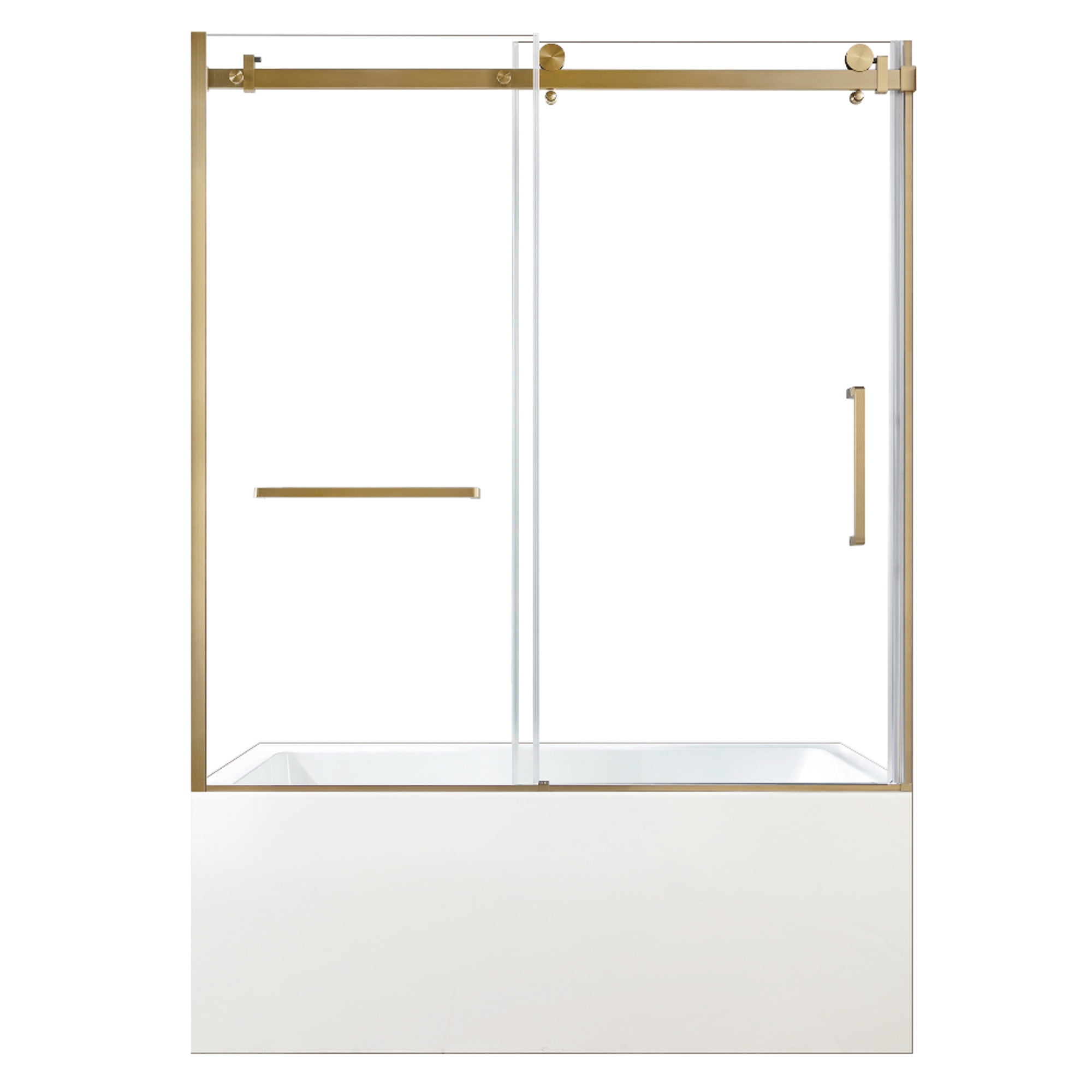 Kingston Brass KVTAP603622L7 60-Inch Acrylic Rectangular 3-Wall Alcove Tub Combo with Tub Door (Left Hand Drain) in White/Brushed Brass