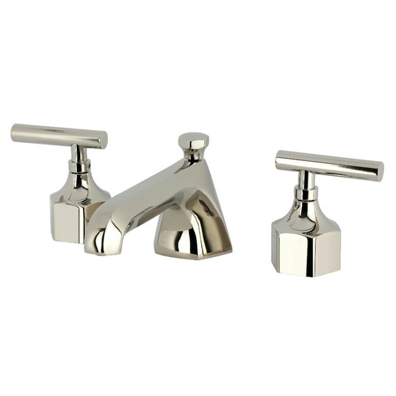 Kingston Brass KZ4466CML Widespread Bathroom Faucet with Brass Pop-Up, Polished Nickel