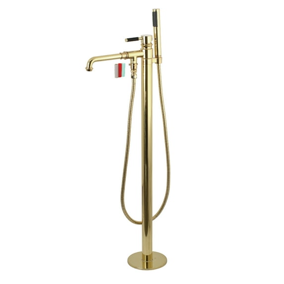Kingston Brass KS7032DKL Kaiser Freestanding Tub Faucet with Hand Shower, Polished Brass