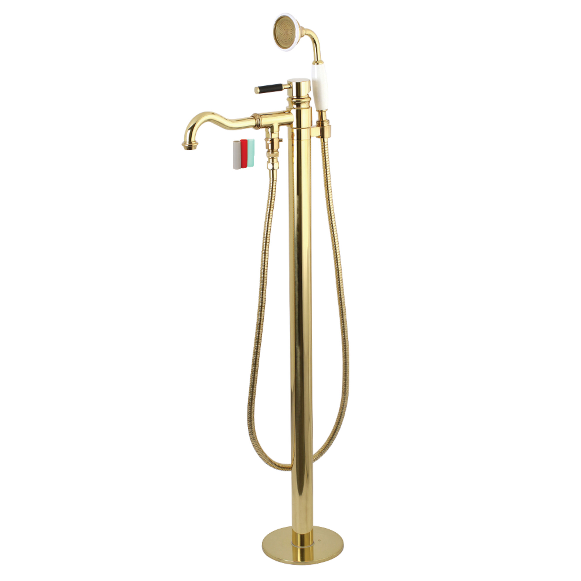 Kingston Brass KS7132DKL Kaiser Freestanding Tub Faucet with Hand Shower, Polished Brass