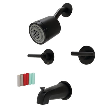 Kingston Brass Kaiser Matte Black Roman Tub Faucet - 2-Handle Wall Mount, Solid Brass, Ceramic Cartridge