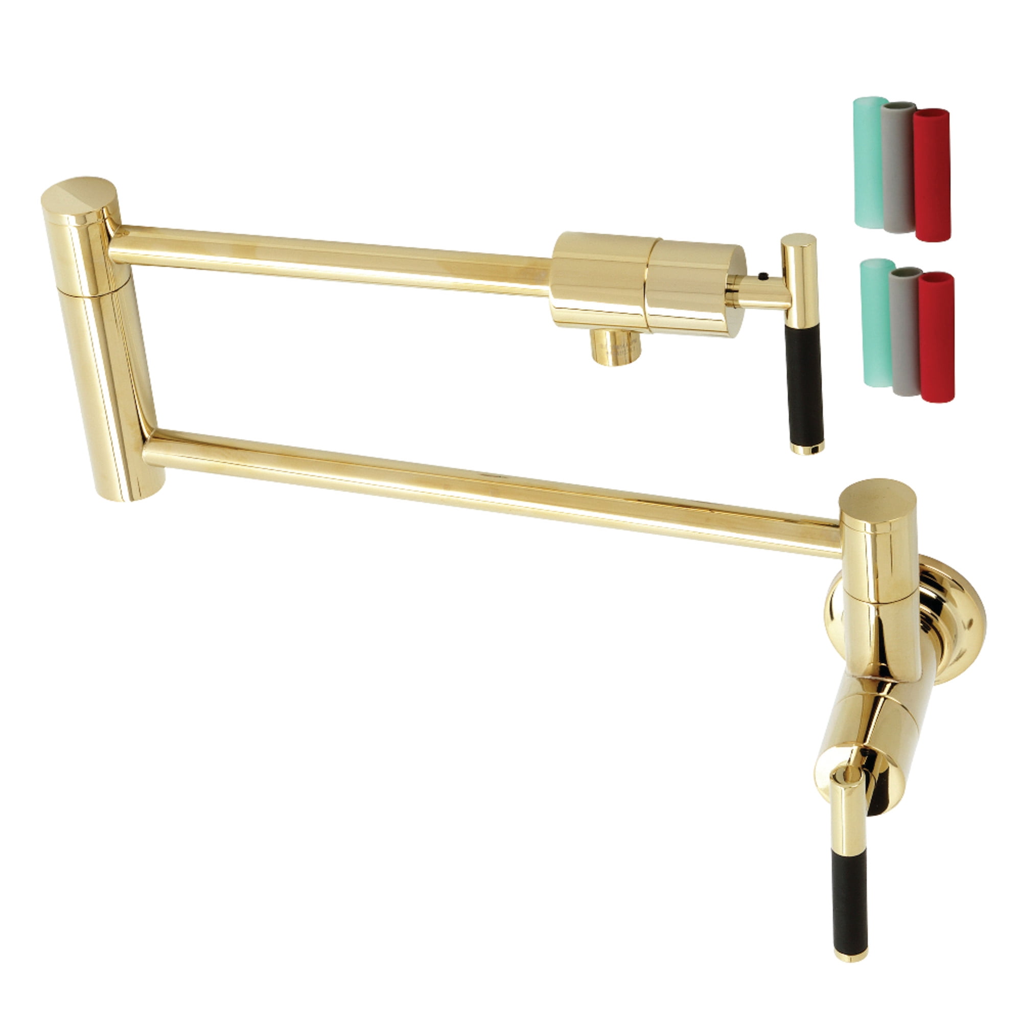 Kingston Brass KS4102CKL Kaiser Two-Handle 1-Hole Wall Mount Pot Filler Faucet in Polished Brass