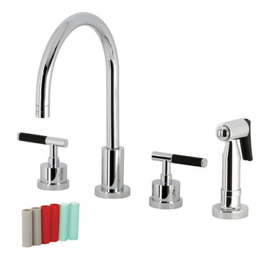 Kingston Brass  Kaiser Widespread Kitchen Faucet with Brass Sprayer Polished Chrome Polished