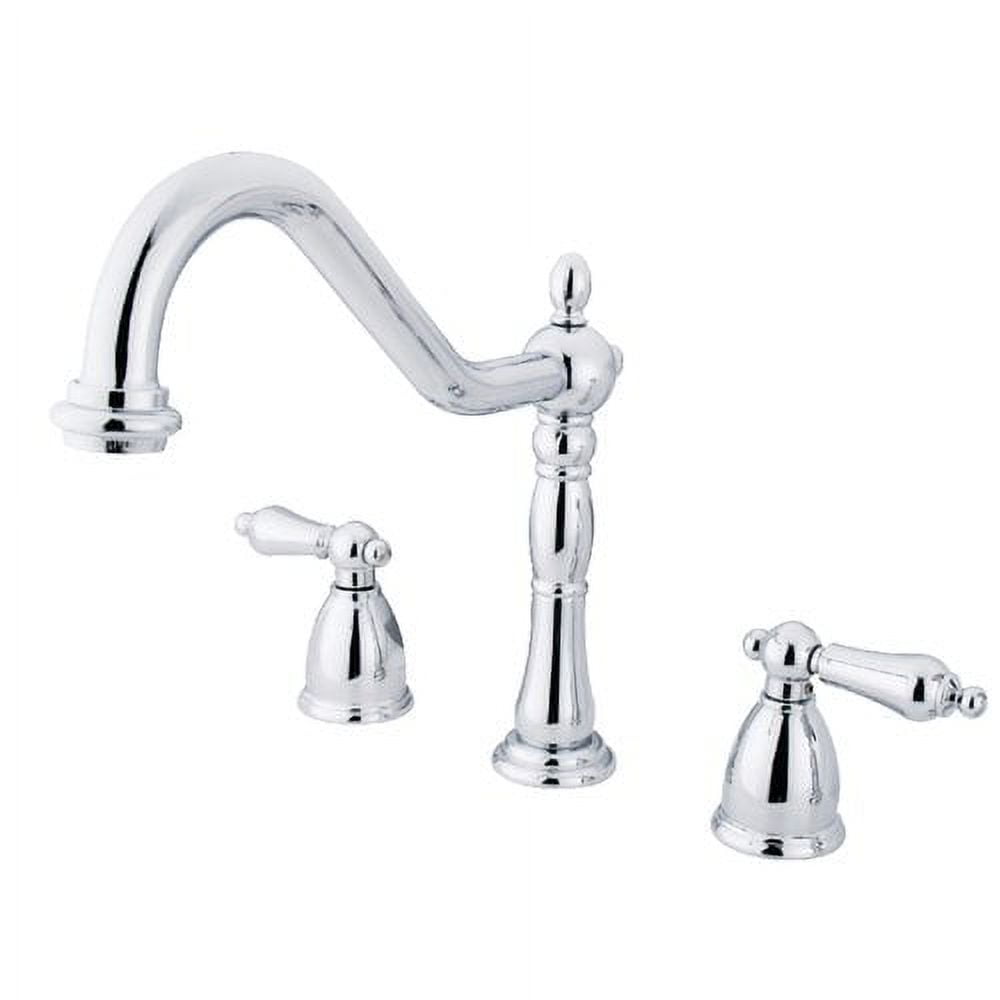 Heritage Matte Black Brass Widespread Kitchen Faucet with Side Sprayer