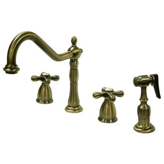 Kingston Brass Heritage 8" Center Kitchen Faucet with Brass Sprayer