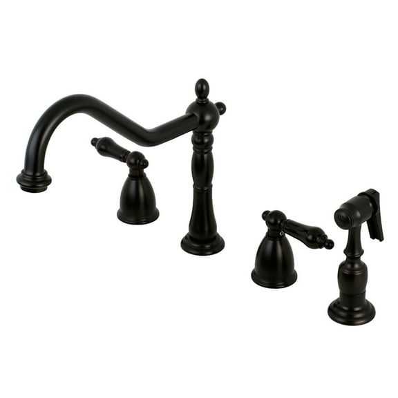 Kingston Brass KB1795PKLBS 8 x 16 in. Widespread Kitchen Faucet with Brass Sprayer, Oil Rubbed Bronze