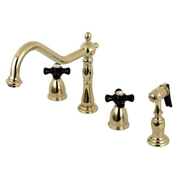 Kingston Brass KB1792PKXBS Widespread Kitchen Faucet, Polished Brass